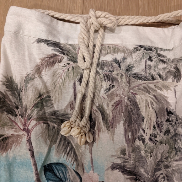 Linen Blend Tropical Print Maxi Skirt - Picture 4 of 8